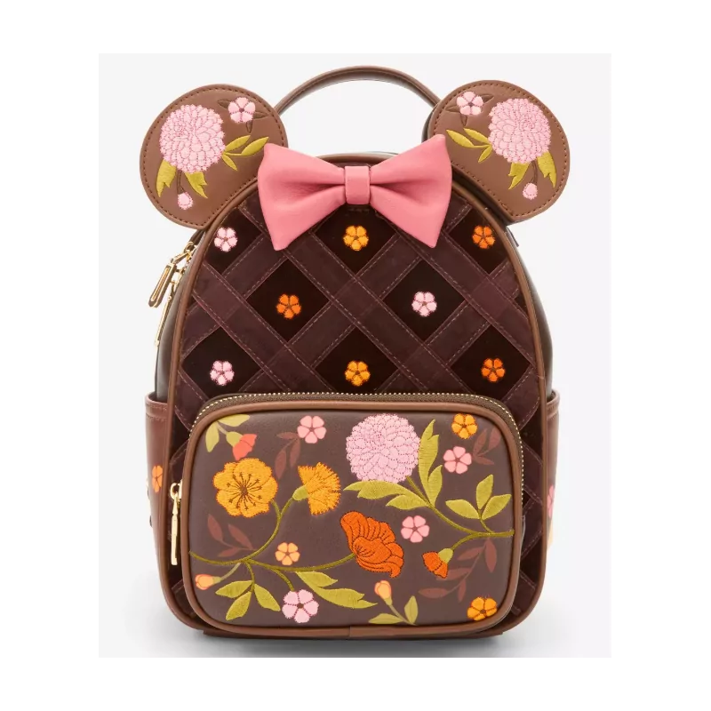 Sac à dos Minnie Mouse Velvet Floral Interchangeable Ears Disney - Livraison 10/2025