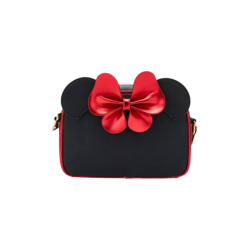Sac a bandouliere loungefly métalic red bow ears minnie mouse