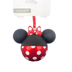 Boule de Noël Disney Minnie Tête Rouge Pois Blancs