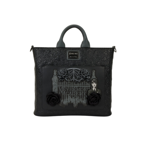 Totebag convertible Black roses heart Mercredi LOUNGEFLY - Livraison 11/2025