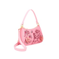 Sac a bandouliere loungefly pink roses la belle & la bête