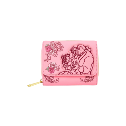 Portefeuille loungefly pink roses la belle & la bête