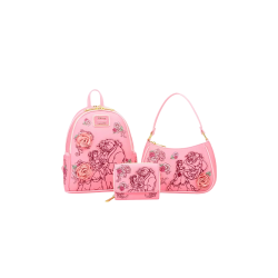 Portefeuille loungefly pink roses la belle & la bête