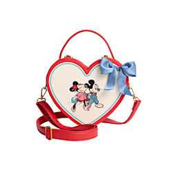 Sac a bandouliere loungefly heart shapped mickey & minnie mouse