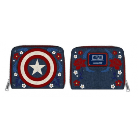 Portefeuille floral shield Captain America LOUNGEFLY